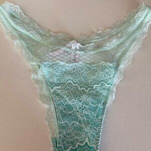 NWT- Victoria's Secret Lace Panty in Light Green mint turquoise colour